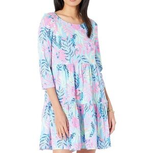 LILLY PULITZER | Blue You’ve Been Spotted Quarter Sleeve Geanna Swing Dress